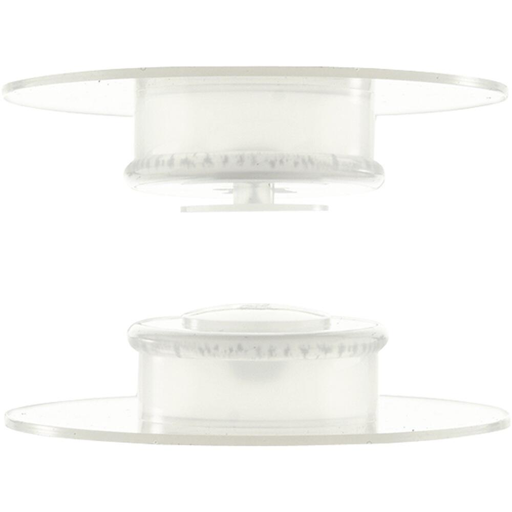 Zwei durchsichtige Kunststoffrollen nebeneinander auf wei&szlig;em Hintergrund.