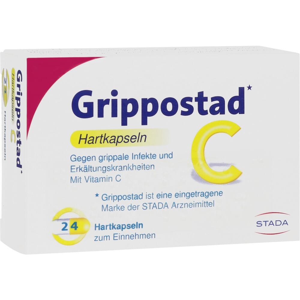 Verpackung von Grippostad C Hartkapseln gegen Erkältungen mit Vitamin C.