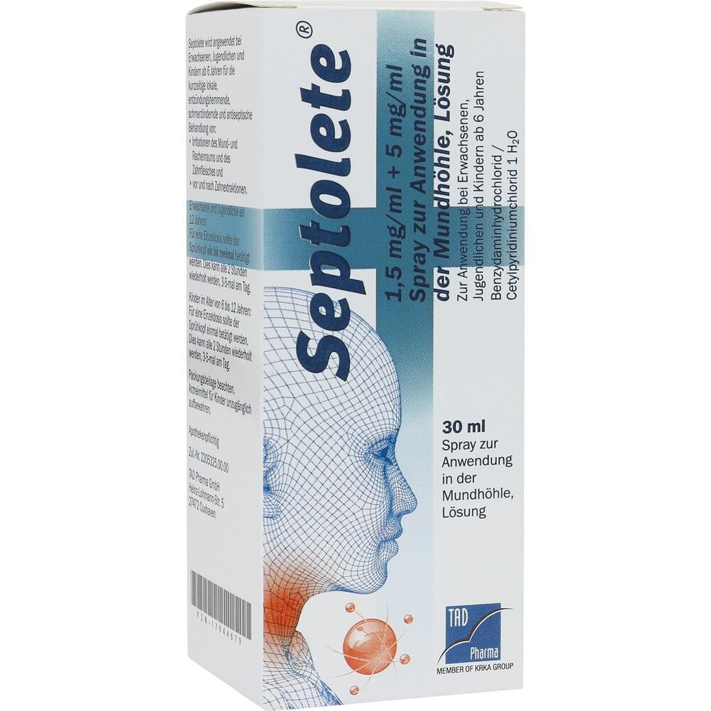 Eine weiße Medikamentenverpackung mit der Aufschrift "Septolete".