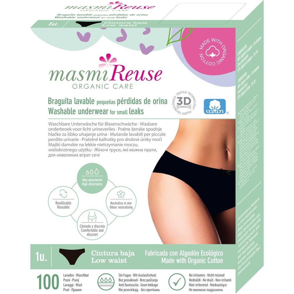 Verpackung f&uuml;r waschbare Unterw&auml;sche bei leichten Blasenschw&auml;chen aus Bio-Baumwolle.