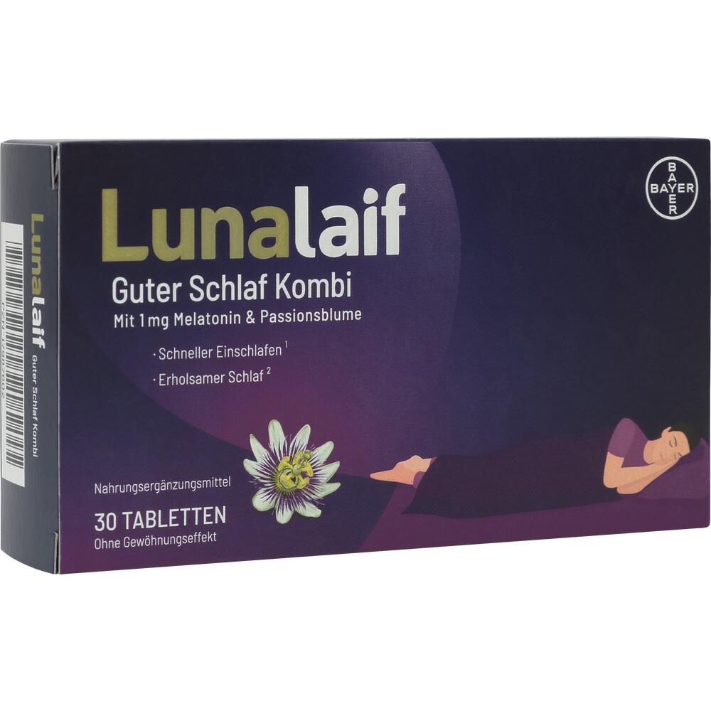 Verpackung von Lunalif Schlafmittel mit Melatonin und Passionsblume.