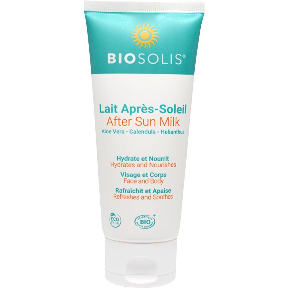 Eine Tube mit After-Sun-Milch von BIOSOLIS f&uuml;r Gesicht und K&ouml;rper.
