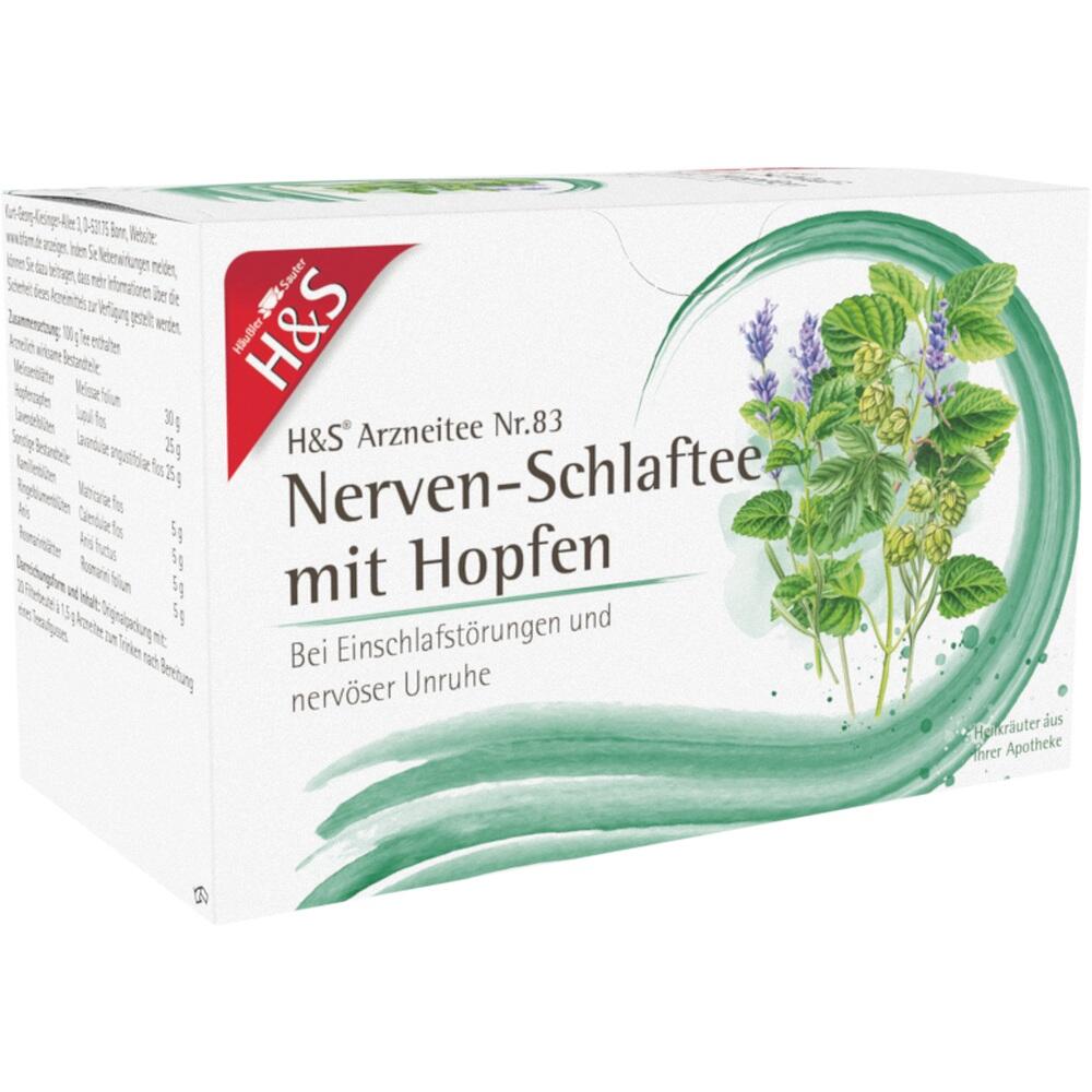 Packung mit Kräutertee zur Beruhigung und Verbesserung des Schlafs.