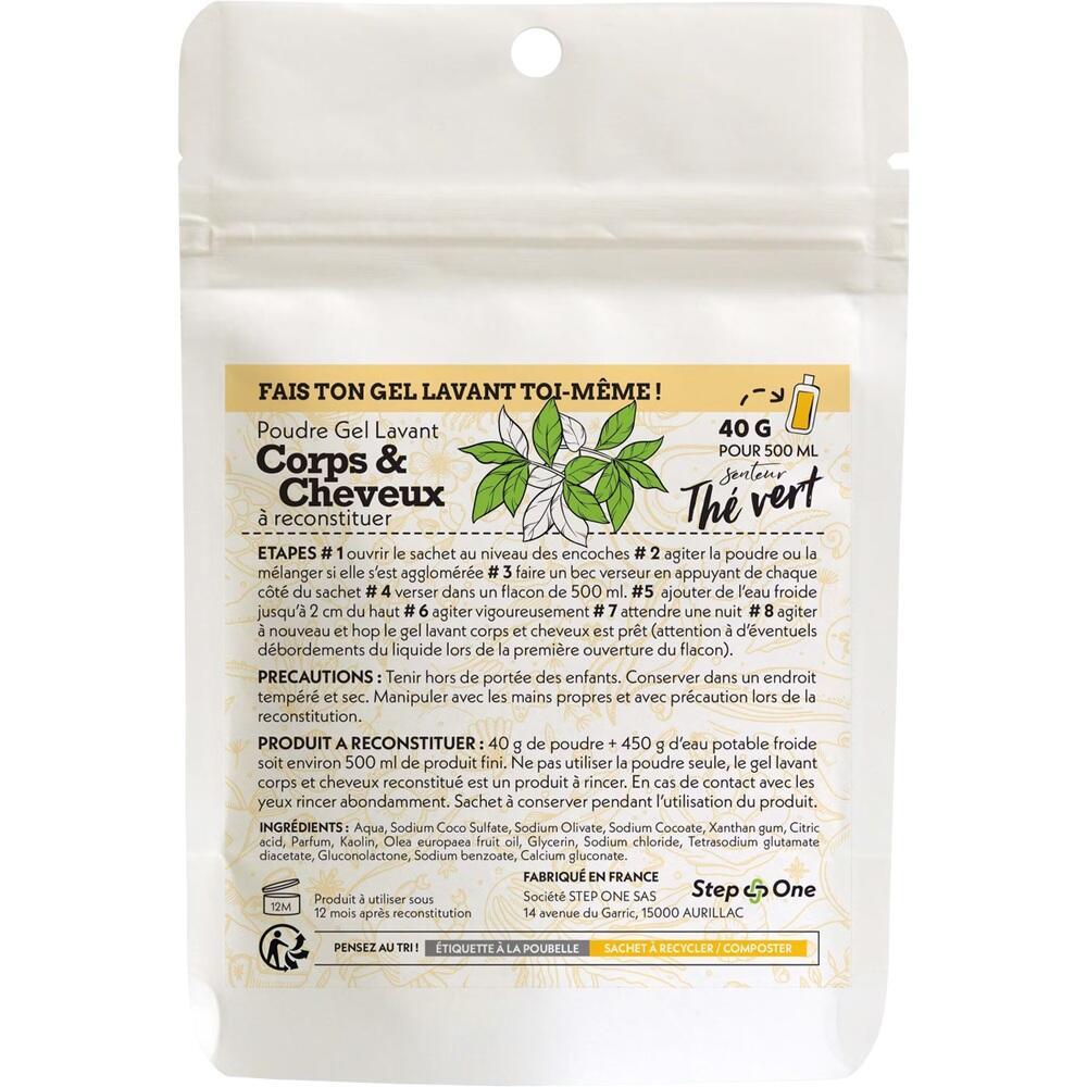 Ein Beutel mit Pulver zum Herstellen von Waschgel f&uuml;r K&ouml;rper und Haare.