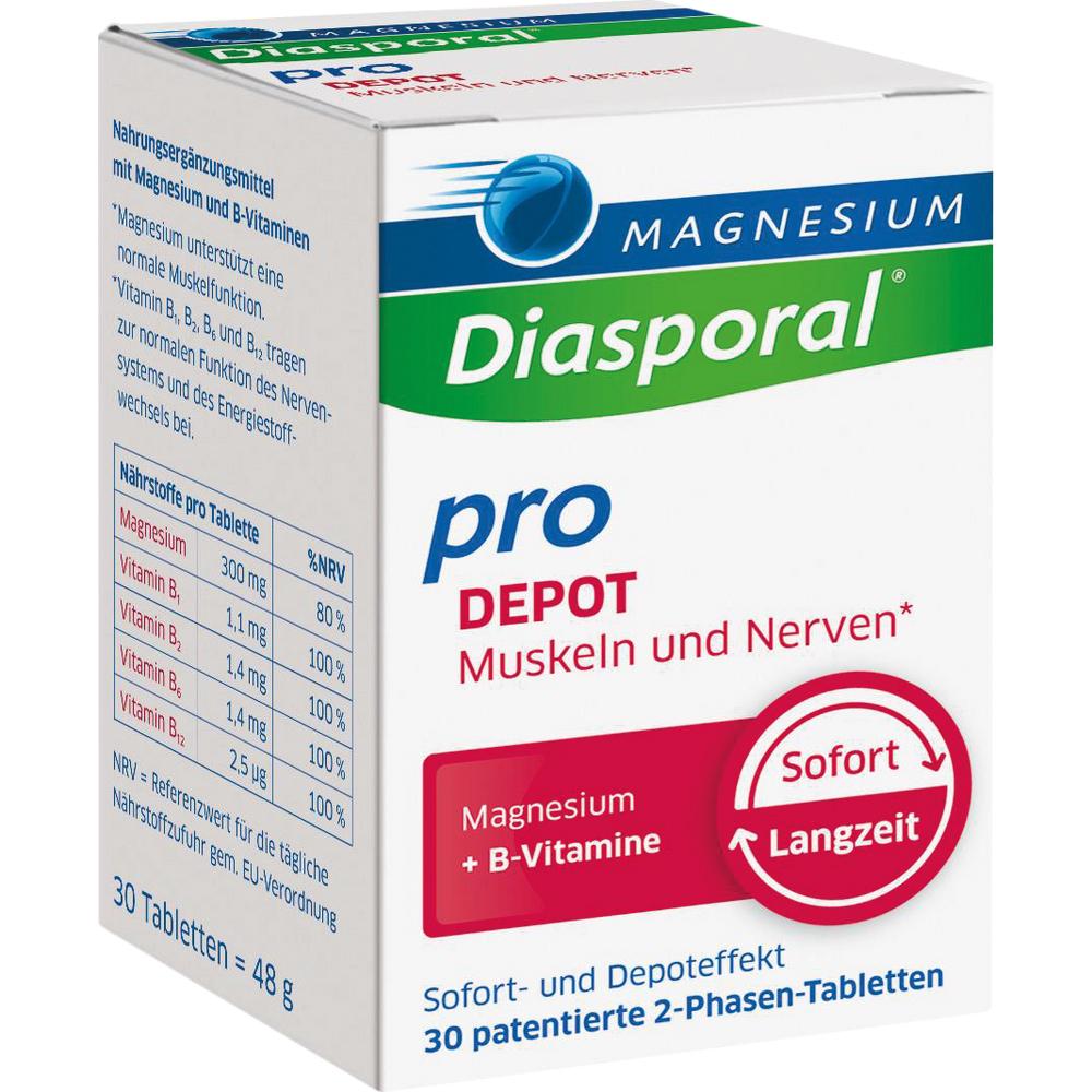 Verpackung von Magnesium Diasporal Tabletten f&uuml;r Muskeln und Nerven.