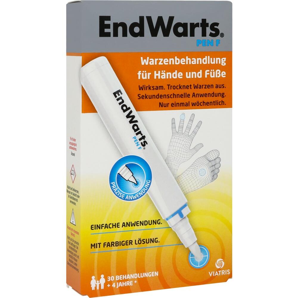 Verpackung eines Warzenstifts mit Beschreibung und Abbildungen zur Anwendung.