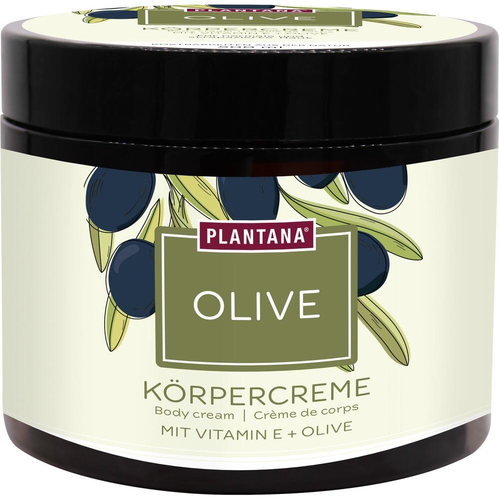 Ein runder Behälter mit Oliven-Körpercreme von Plantana.