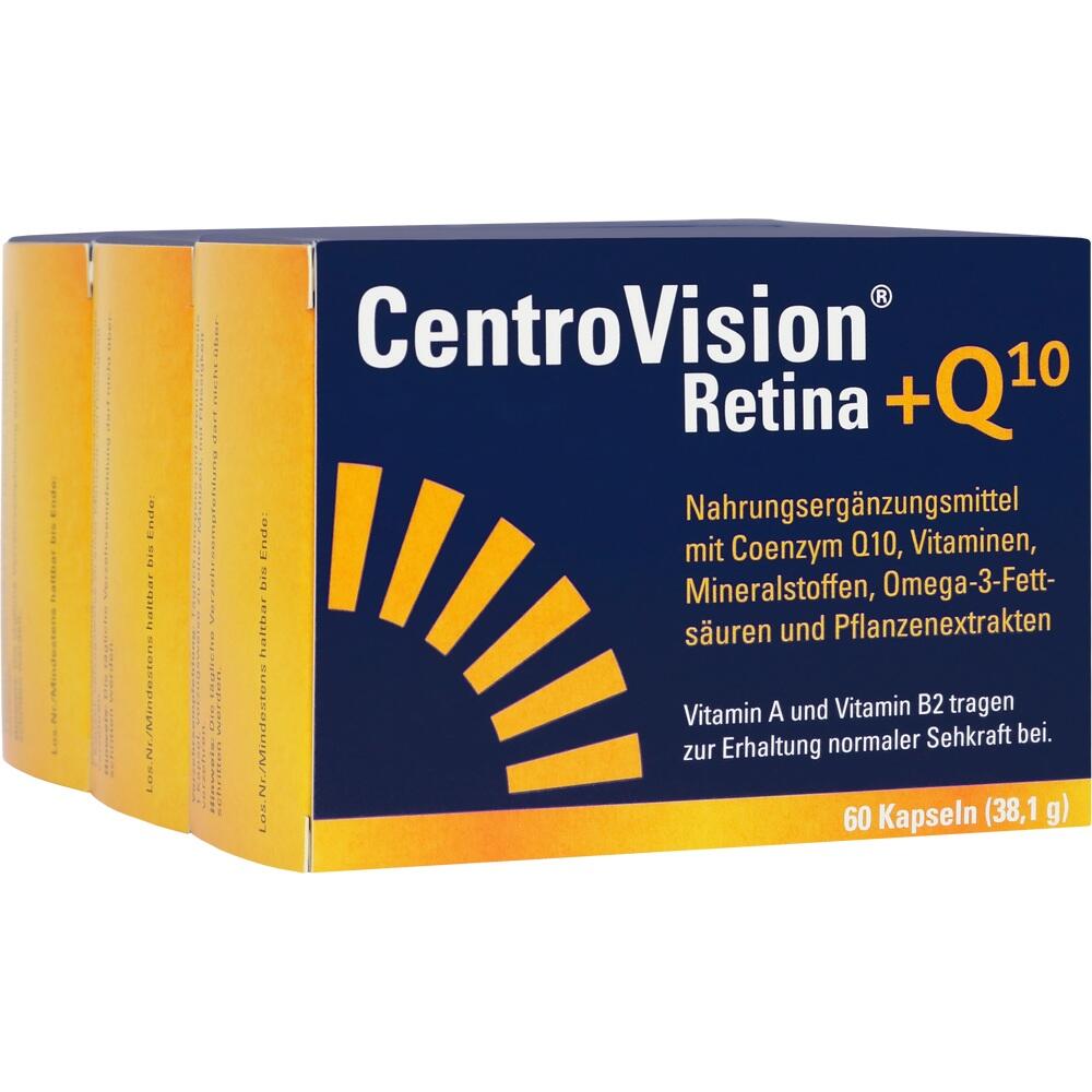 Packung von Nahrungserg&auml;nzungsmittel CentroVision Retina +Q10 f&uuml;r die Augen.