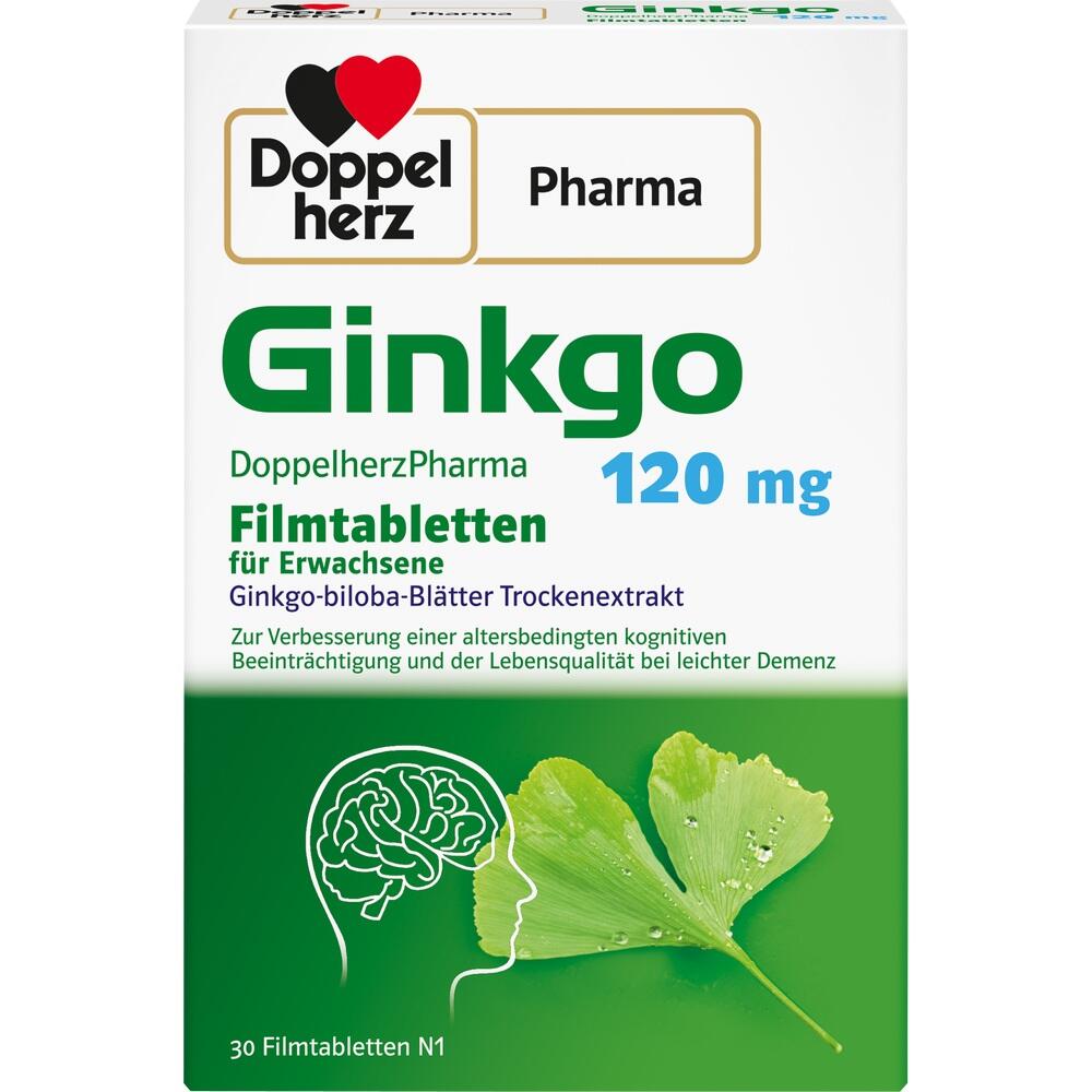 Packung von Ginkgo-Filmtabletten für Erwachsene von Doppelherz.
