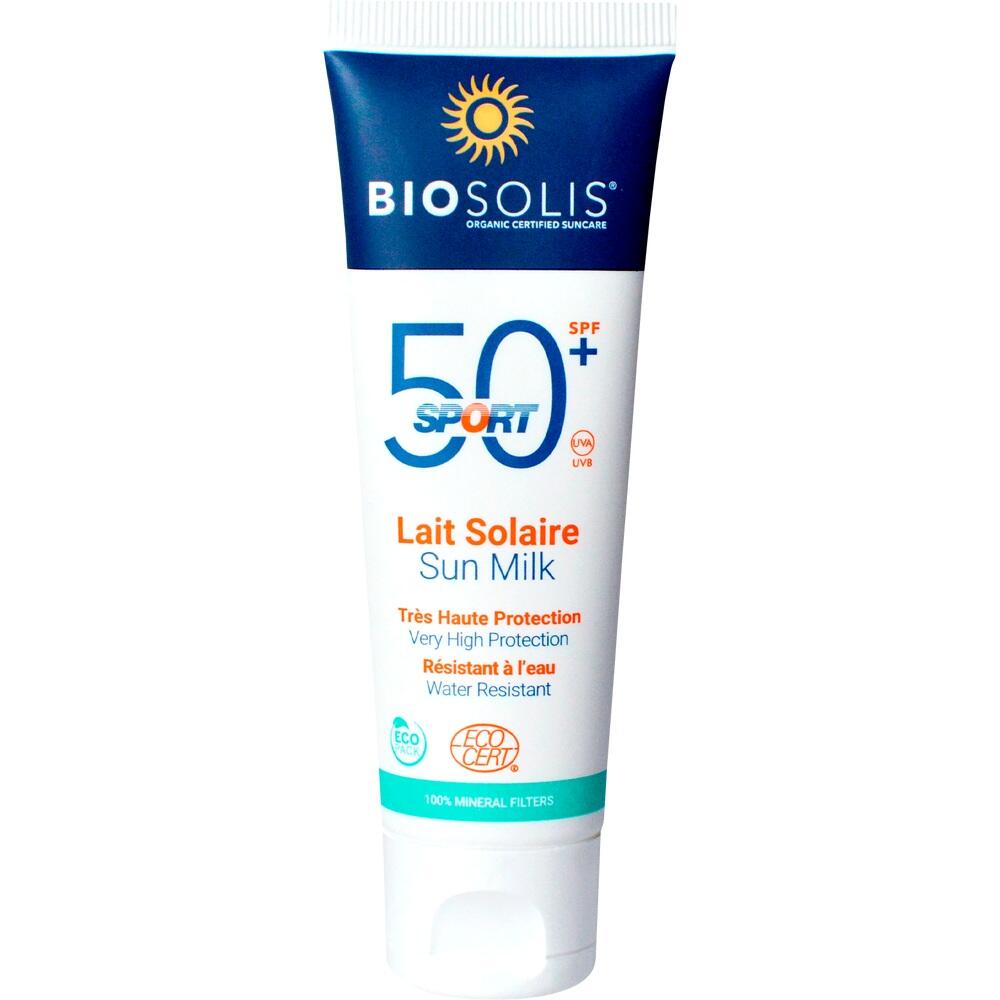 Eine Tube Sonnenmilch mit Lichtschutzfaktor 50+ f&uuml;r hohen Schutz beim Sport.