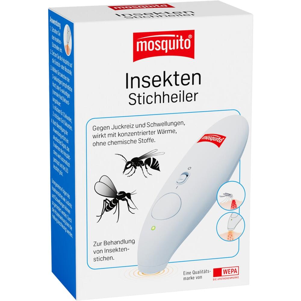 Eine Verpackung mit einem Ger&auml;t zur Linderung von Insektenstichen ohne Chemie.