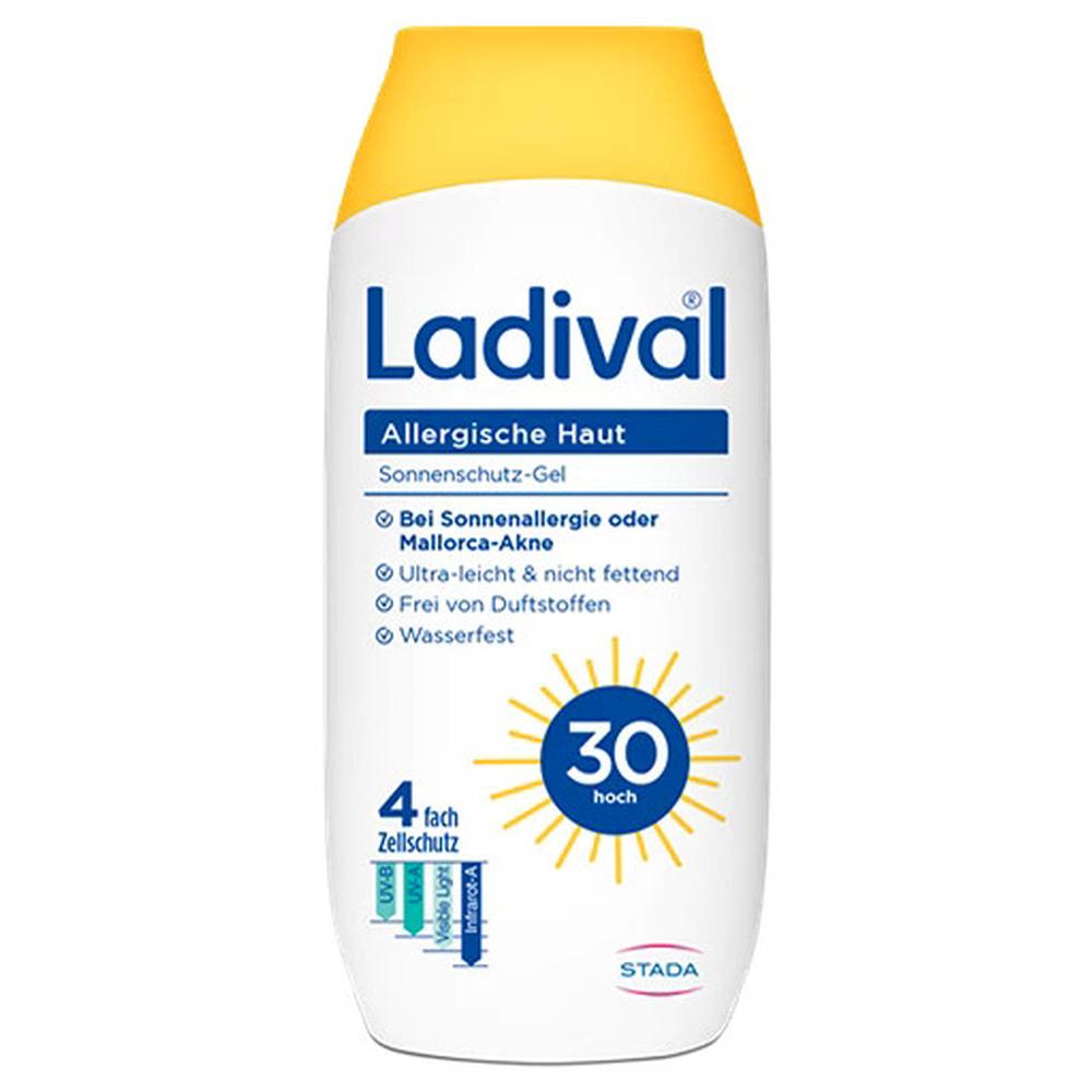 Gelbe Flasche Ladival Sonnenschutz-Gel f&uuml;r allergische Haut, LSF 30.
