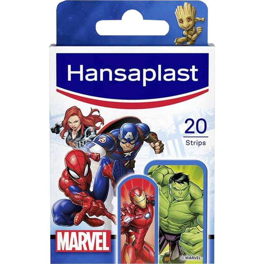 Verpackung mit Marvel-Held:innen auf Pflastern, es sind 20 Stück enthalten.
