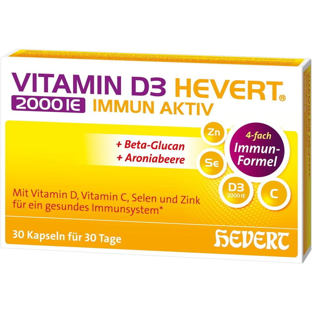 Packung von Vitamin D3-Kapseln zur Unterst&uuml;tzung des Immunsystems.
