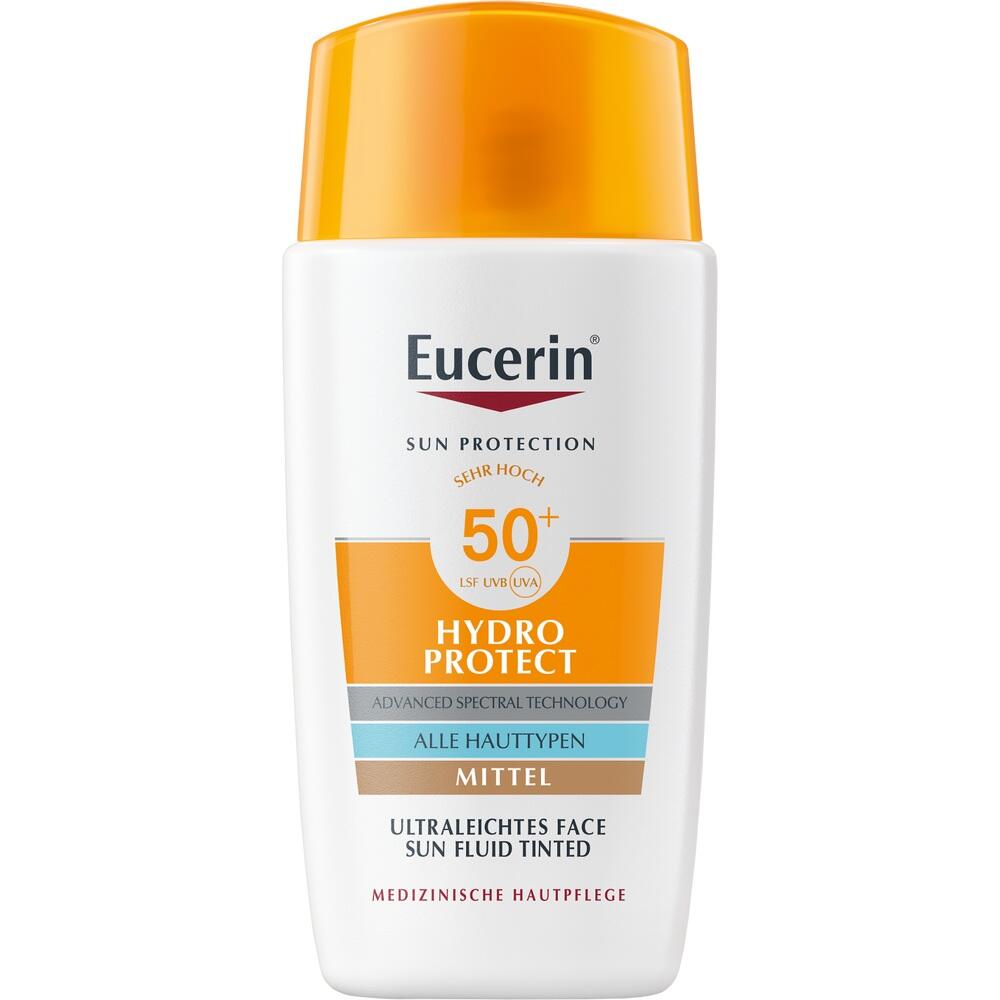 Sonnencreme-Flasche mit LSF 50+ für alle Hauttypen.